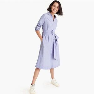 J. Crew Blue Poplin Shirt Tie Dress size 6 J5419